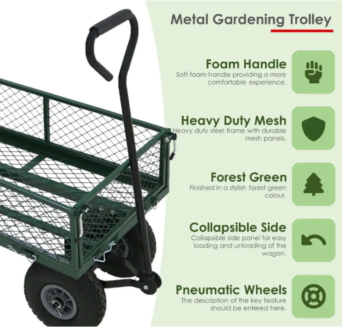 Heavy Duty Metal Garden Cart Trolley NEW - Image 4