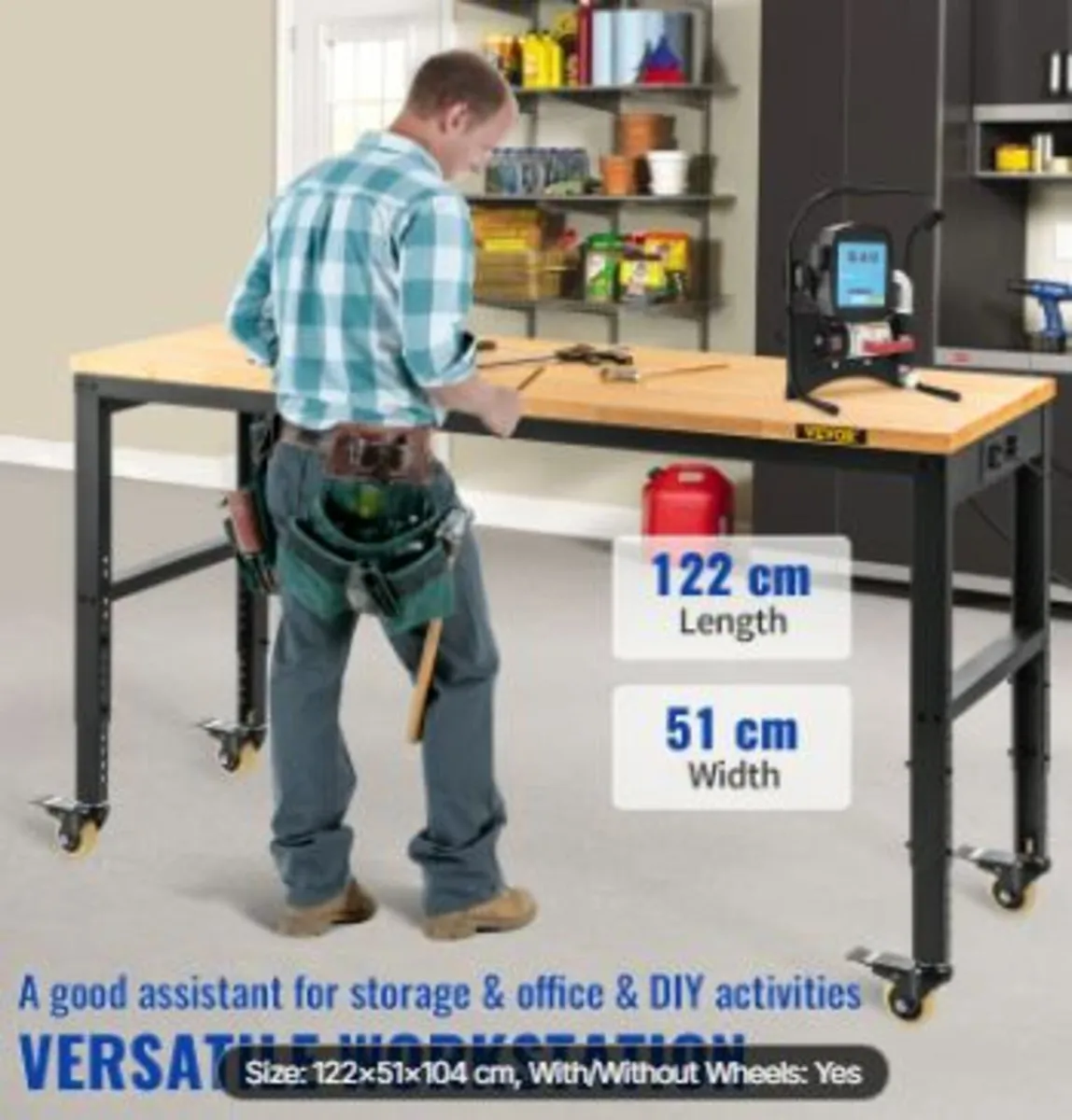 Workbench Adjustable Height, 122cm W - Image 2