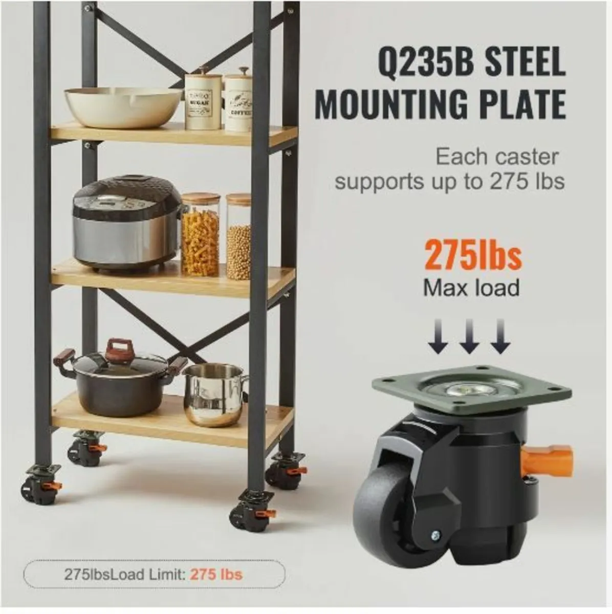 Leveling Casters, Set of 4, 1100 lbs Total - Image 2