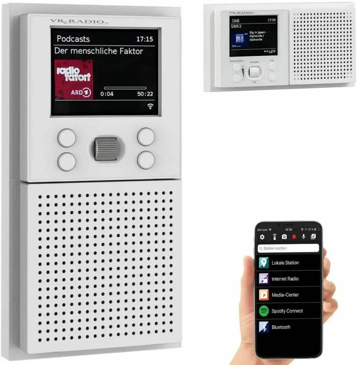 Flush-Mounted Smart Internet Radio with WiFi, Blue - Image 1