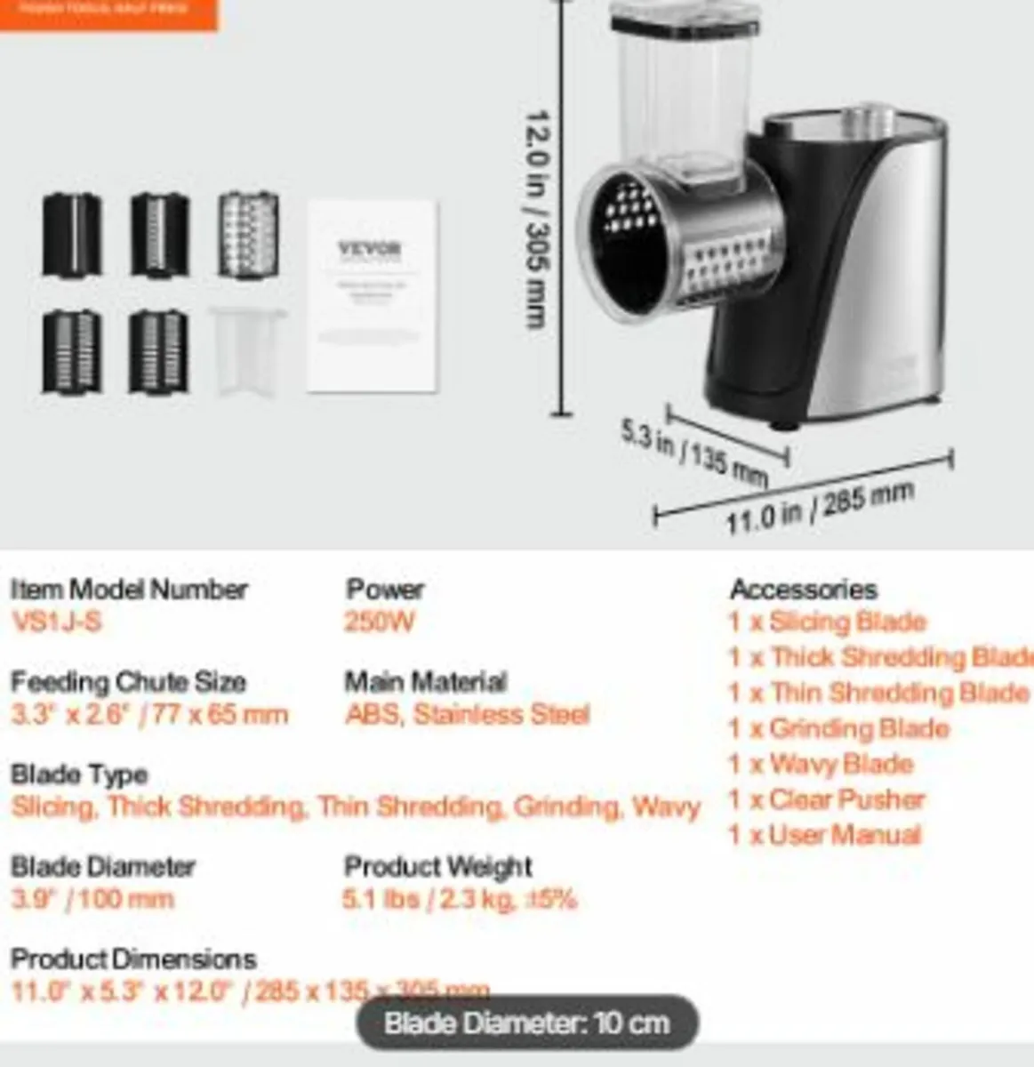 Electric Cheese Grater Salad Maker, - Image 2