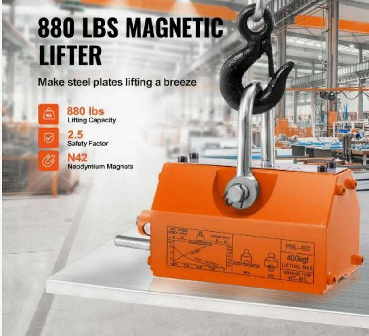 Magnetic Lifter, 880 lbs/400 kg Pulling Capacity - Image 2
