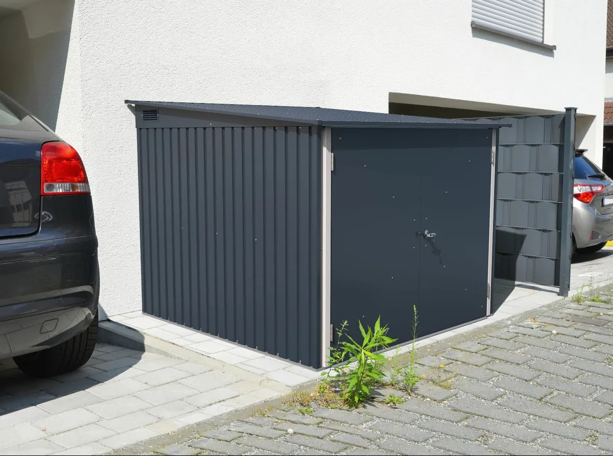 6x6   Steel  Grey Bicycle Stores  with Ramps - Image 3