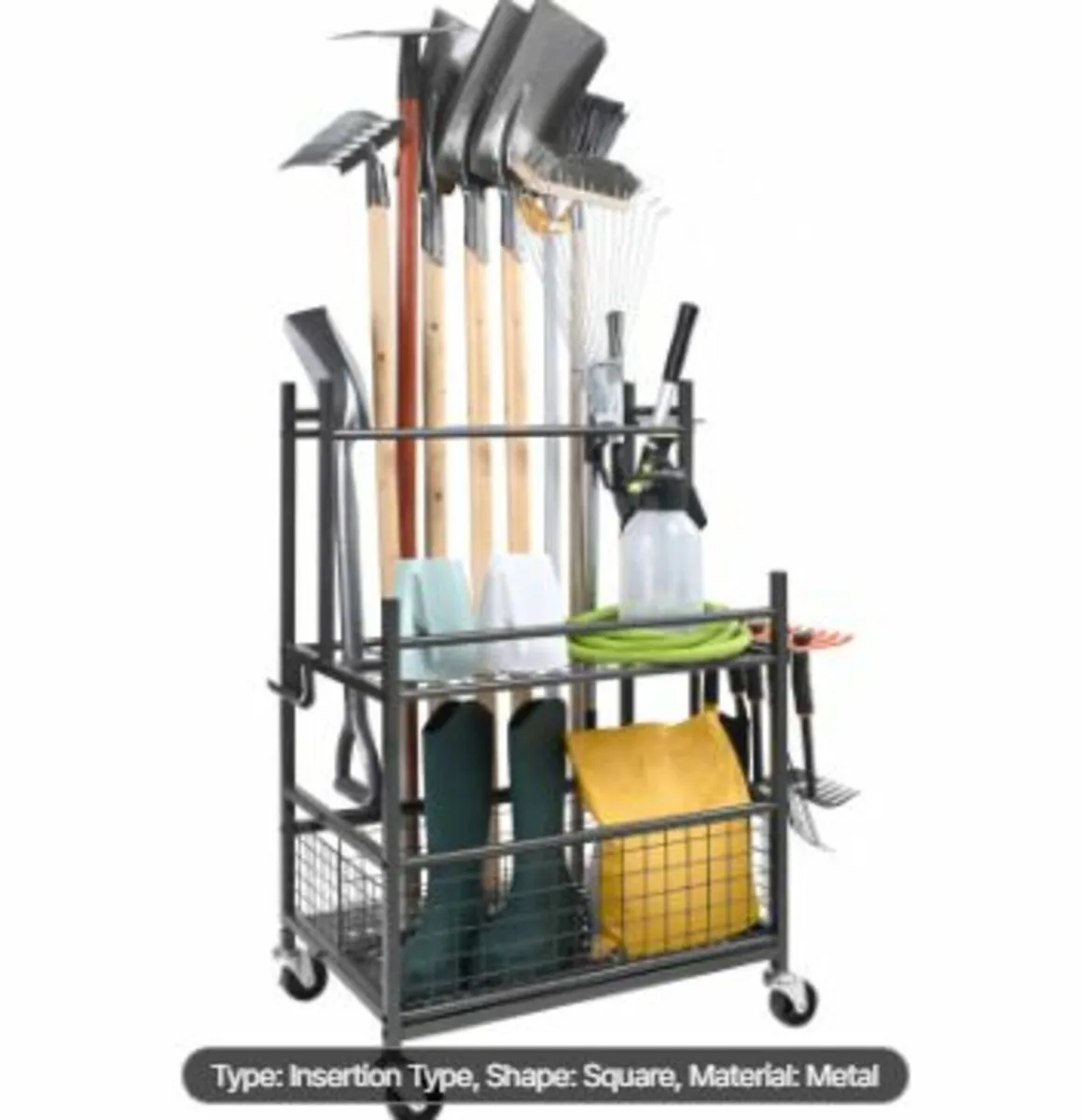 Garden Tool Organizer, 16 Slots with Hooks - Image 1