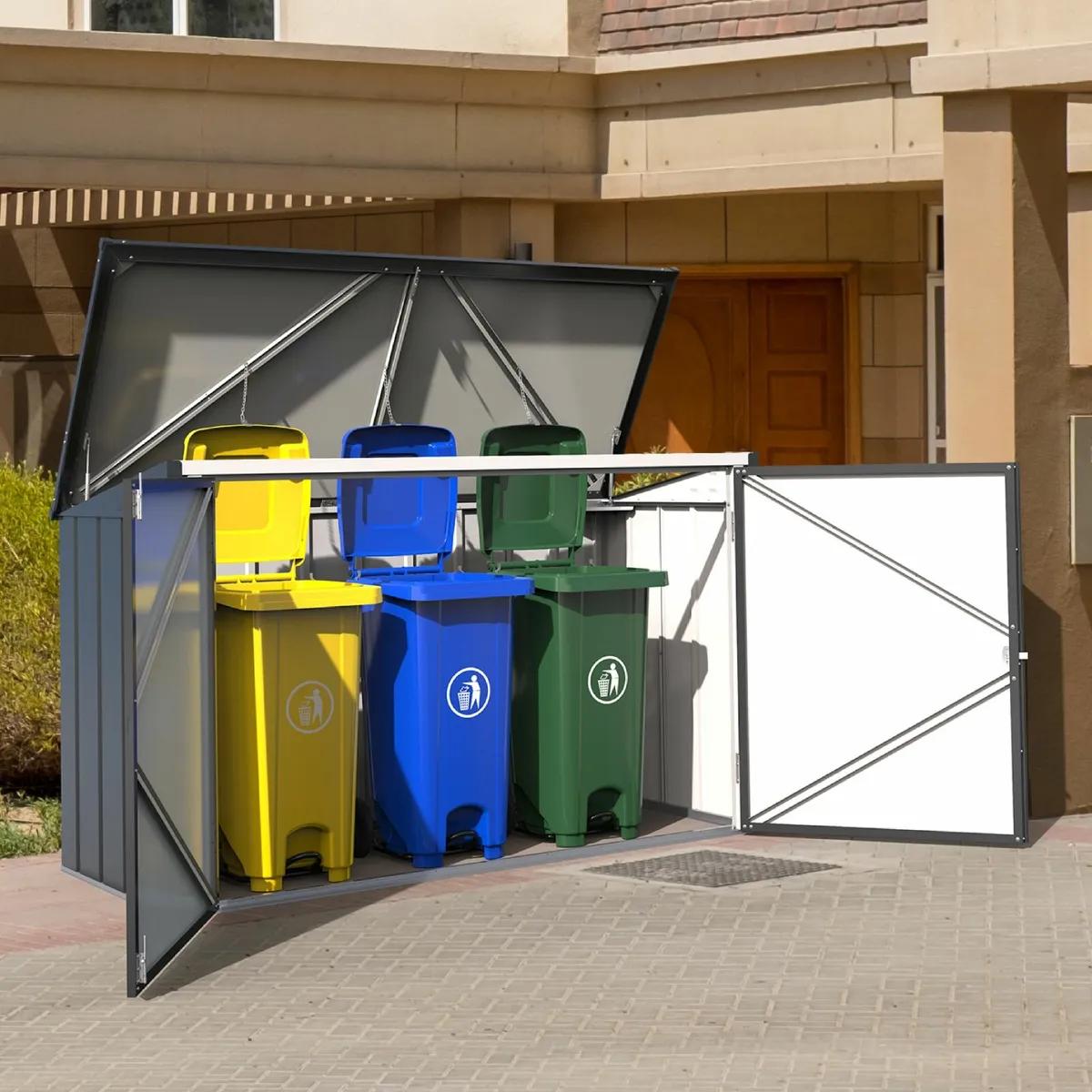 Three Wheelie bin Metal Shed 7x3-Free Delivery     - Image 1