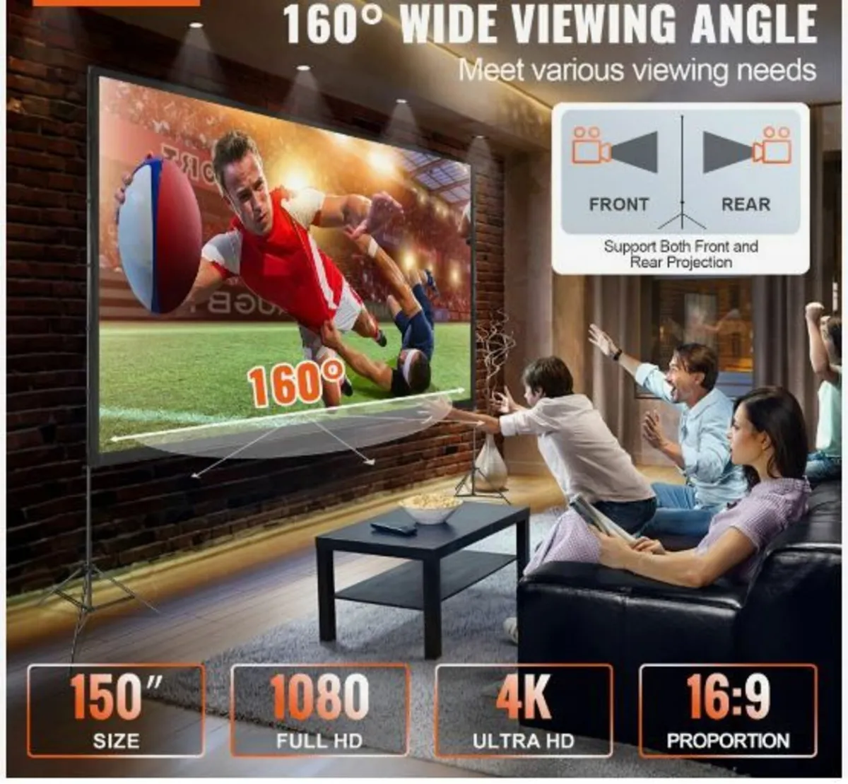 Projector Screen with Stand, 150 inch - Image 2
