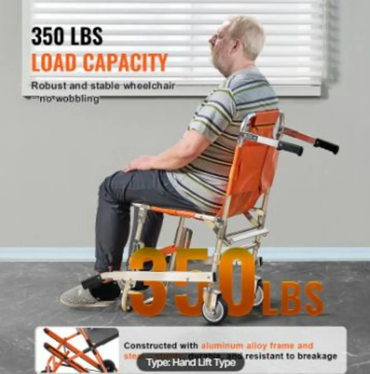 EMS Stair Chair, 350 lbs Load Capacity - Image 3