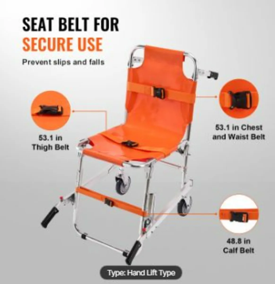 EMS Stair Chair, 350 lbs Load Capacity - Image 4
