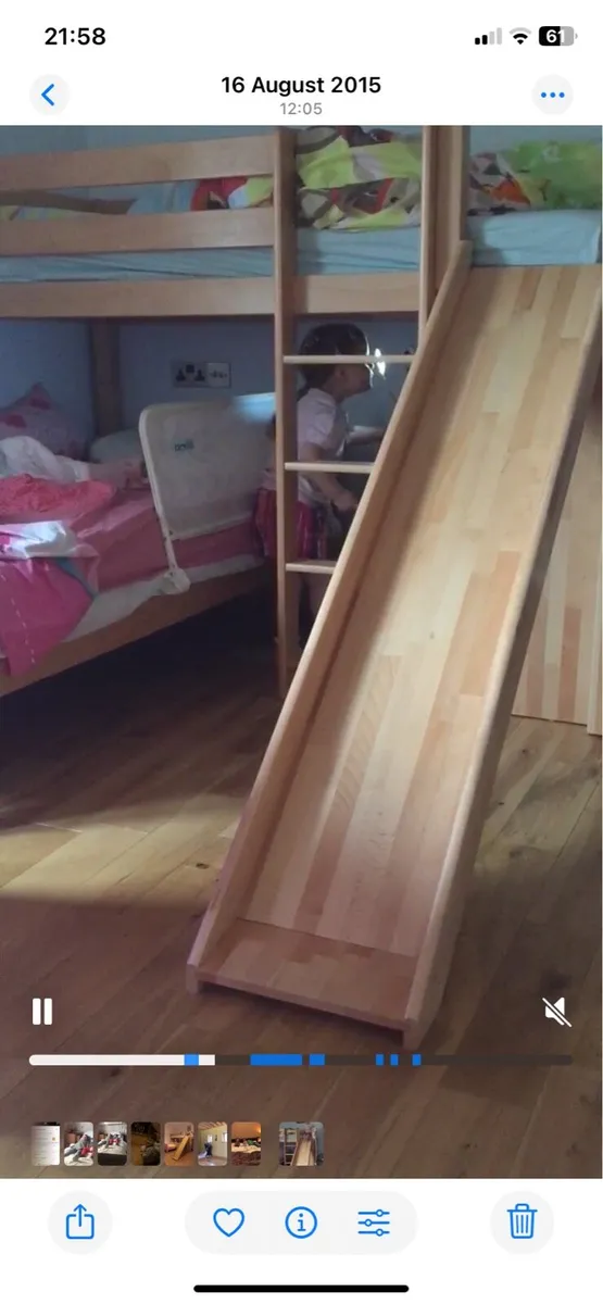 Kids double bunk beds with slide solid beech - Image 2