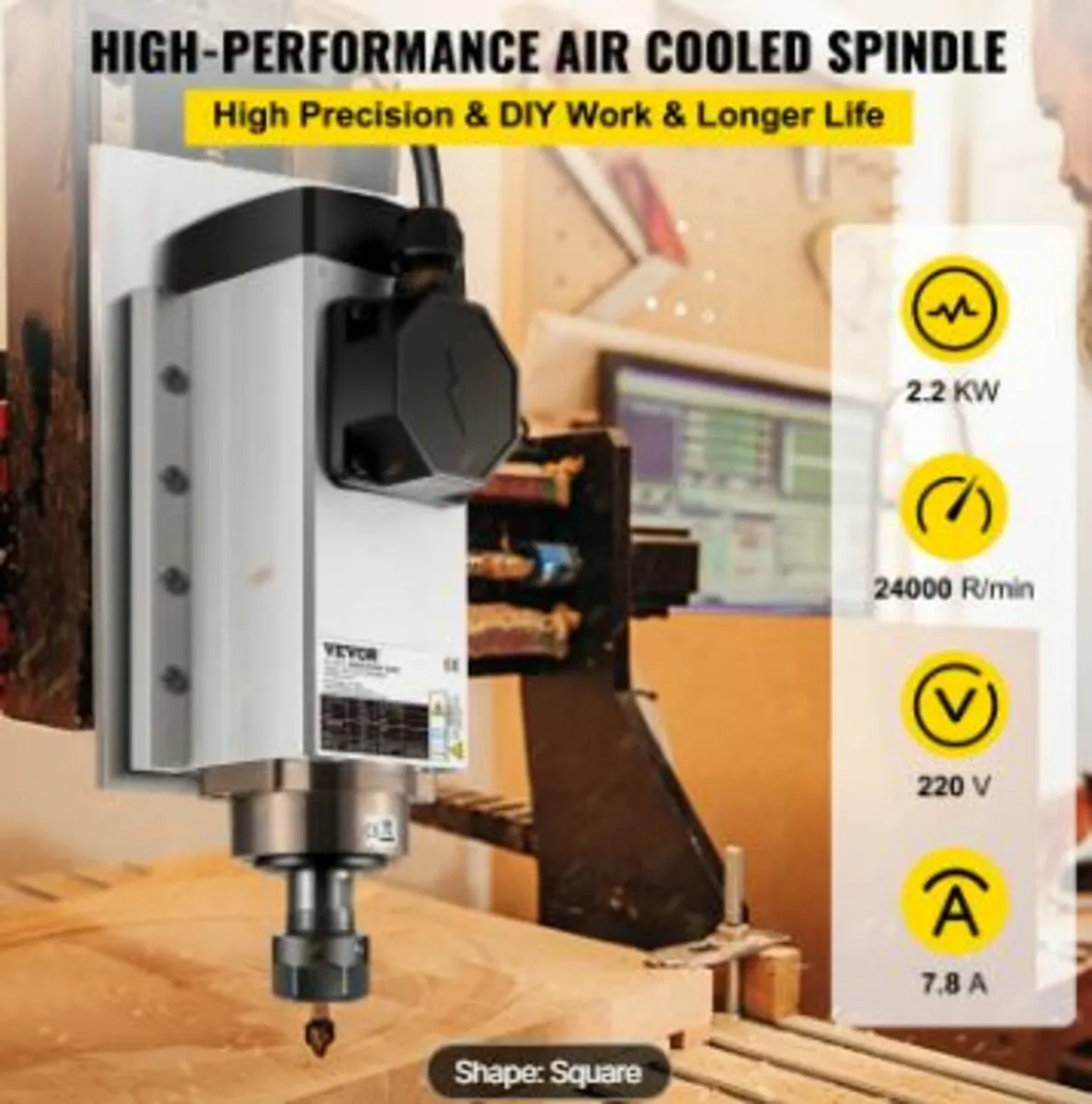 Air Cooled Spindle Motor 2.2KW CNC - Image 2