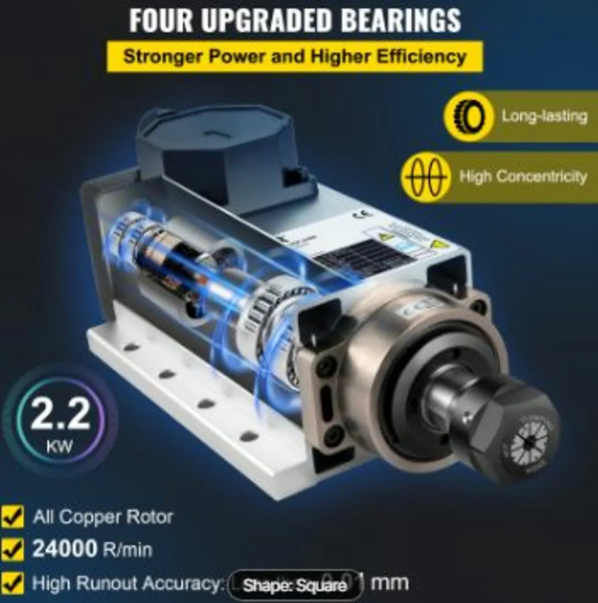 Air Cooled Spindle Motor 2.2KW CNC - Image 4