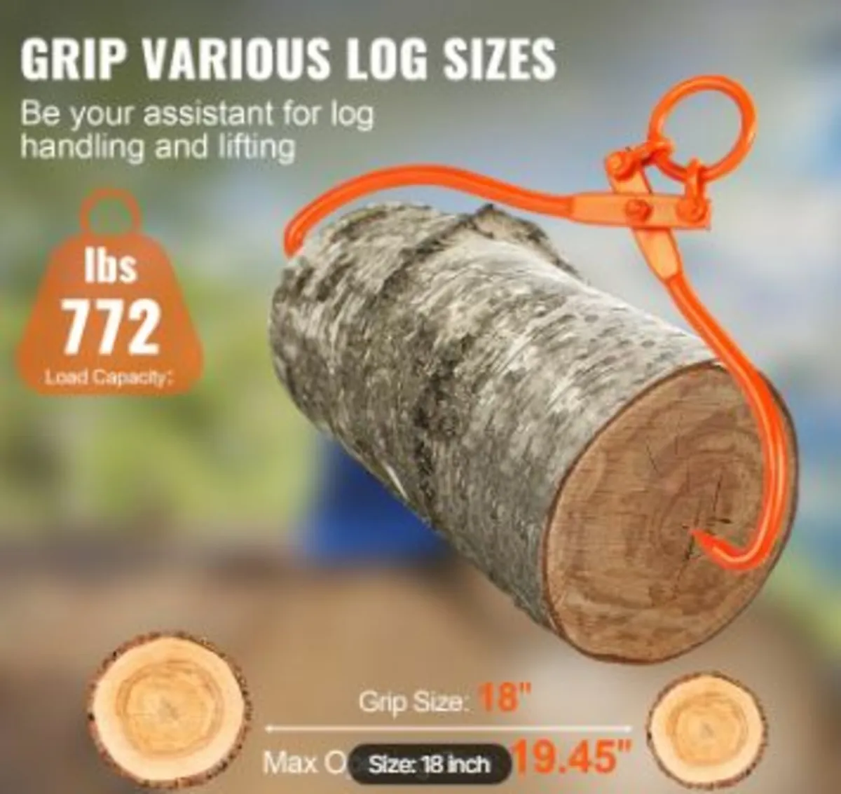Log Skidding Tongs, 18 inch 2 Claw Log - Image 2