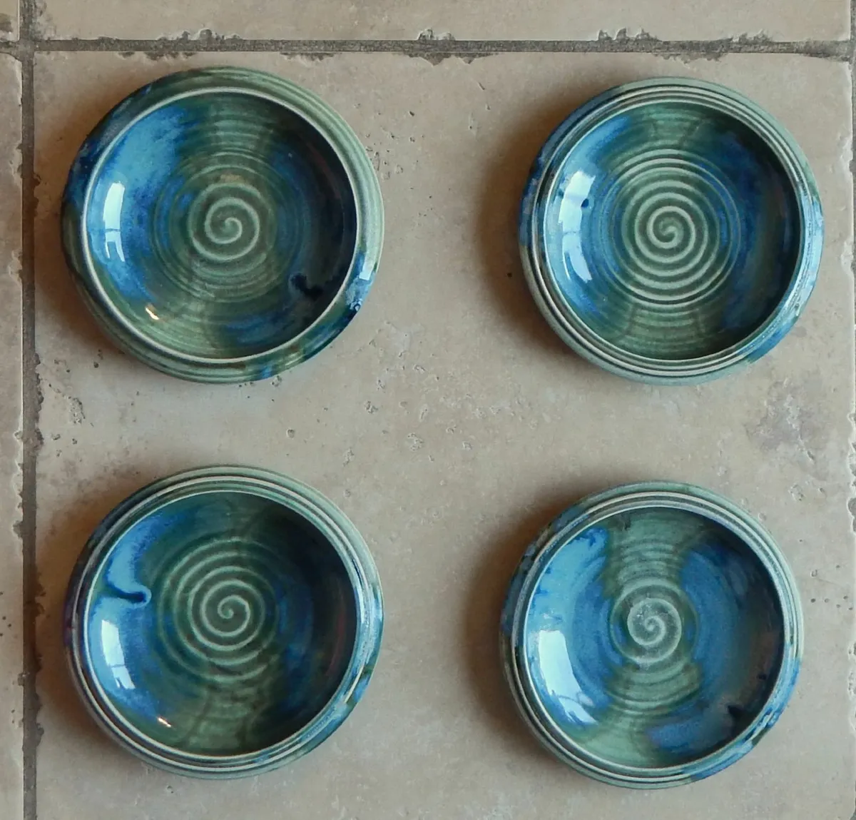 4 Earthenware Glazed Studio Pottery Dishes - Image 1