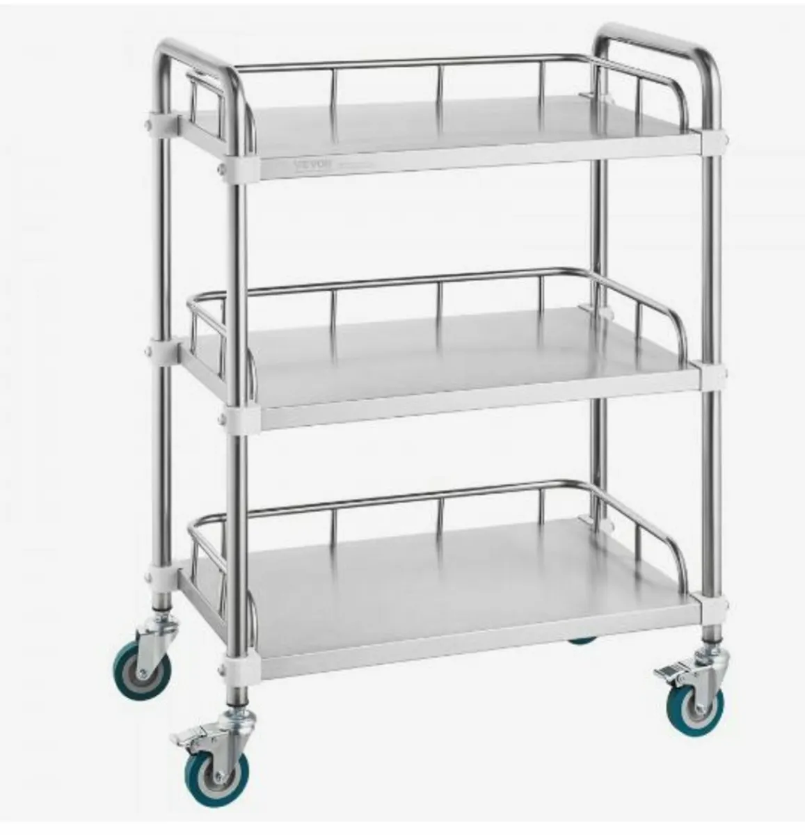 Lab Rolling Cart, 3-Shelf Stainless Steel - Image 1