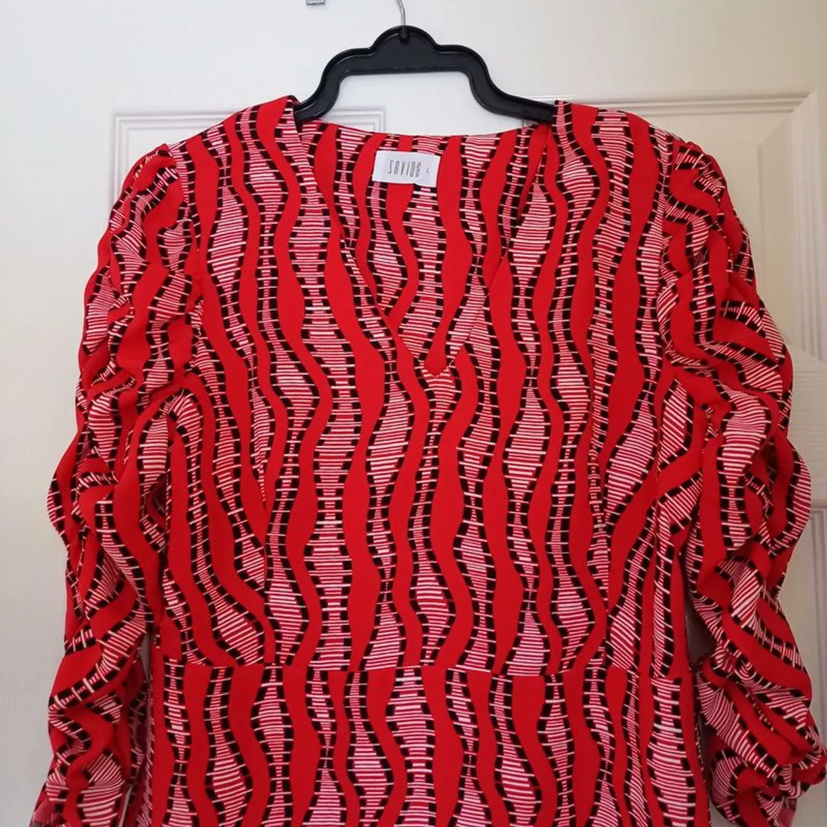 SAVIDA poppy red midi dress size L - Image 4