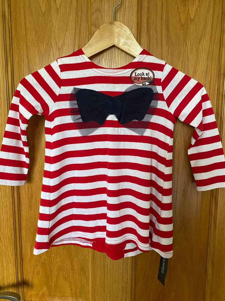 Brand new Girl’s Red Striped Bow Long Sleeve Top - Image 1