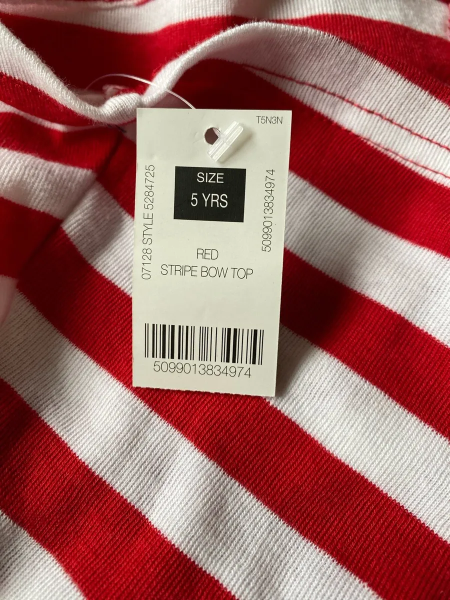 Brand new Girl’s Red Striped Bow Long Sleeve Top - Image 3