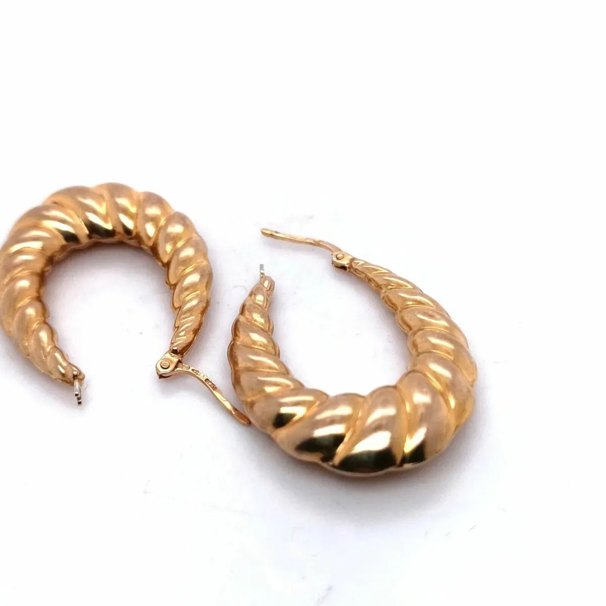 9k Yellow Gold Creole Hoop Earrings - Image 2