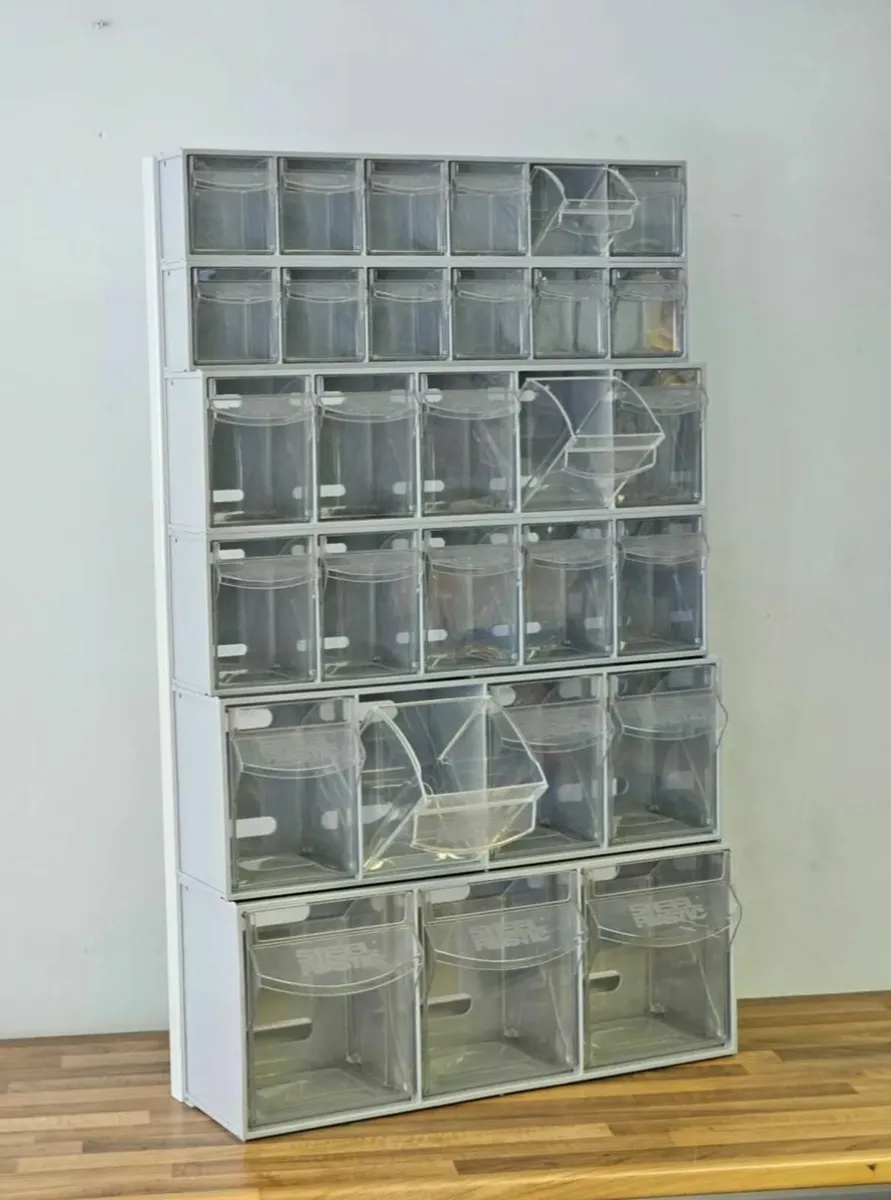 Storage tilt bins ideal for workshop or van - Image 1