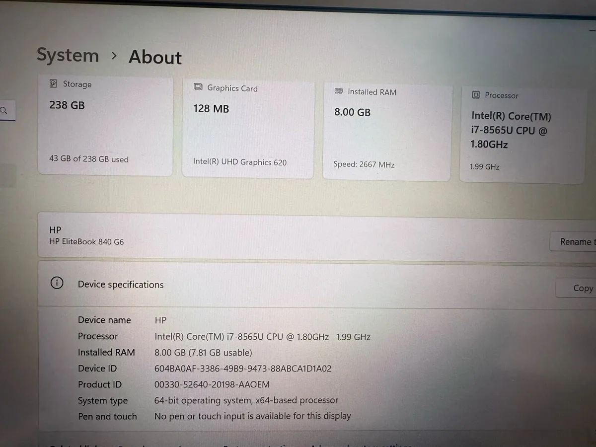 HP 840 G6 intel i7 - Image 3