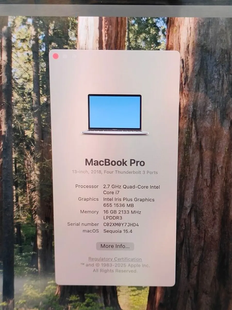 Apple MacBook Pro A1989 Retina 13.3" 2018 Touch Bar 512GB SSD 16GB Ram 2.7GHz Core i7 (battery Cycle: 418) - Image 4