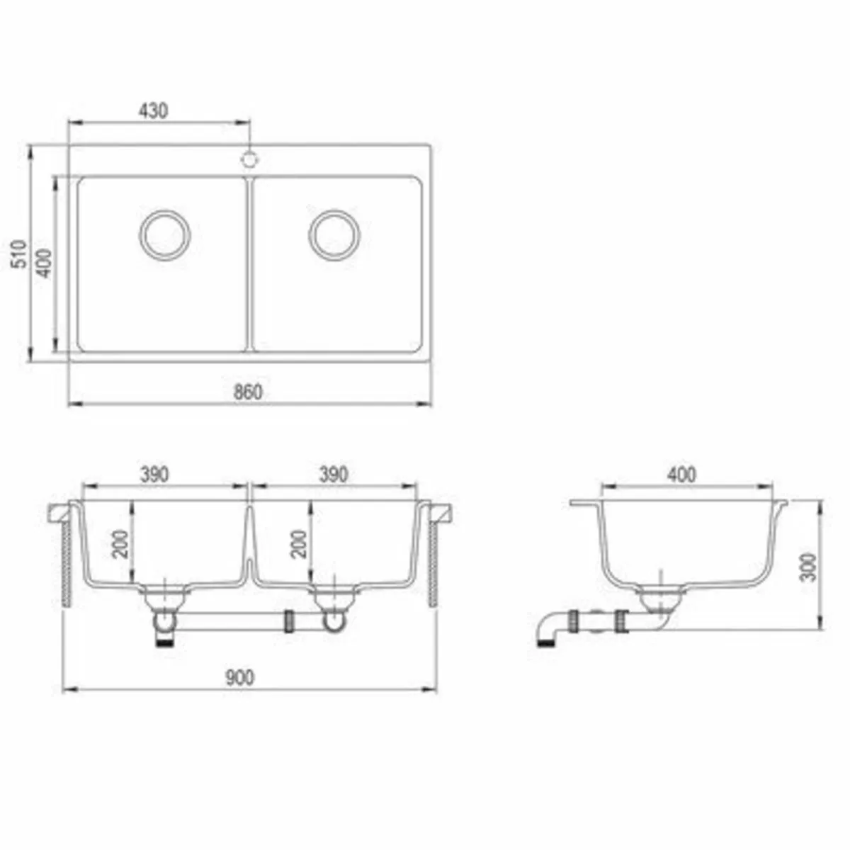 Overmount Kitchen Sink Double Basin Grey - Image 3