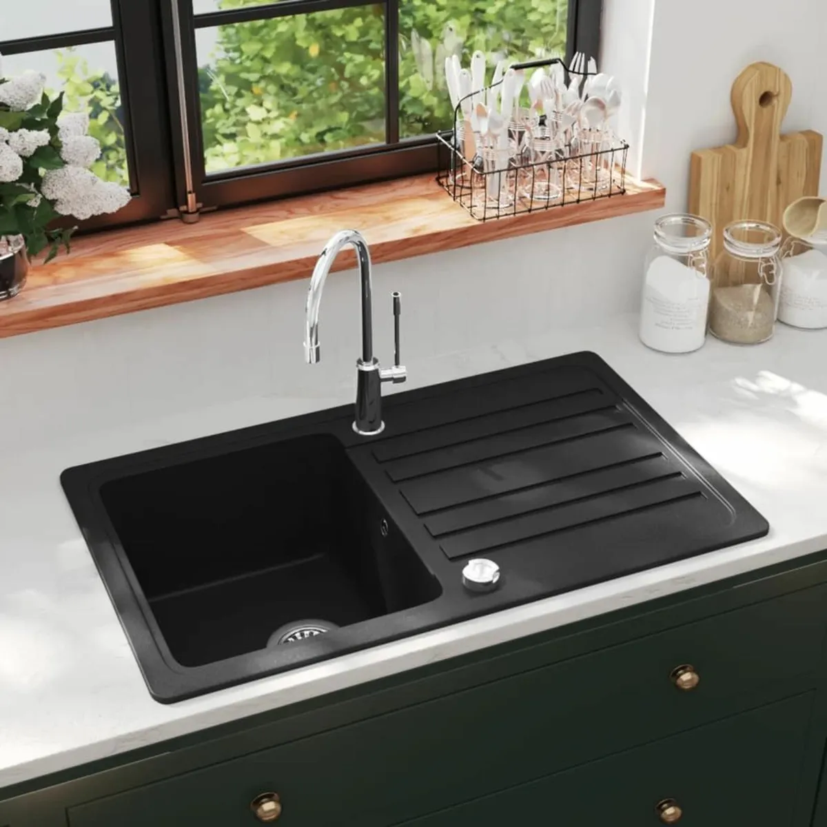 Kitchen Sink Single Basin with Drainer Reversible