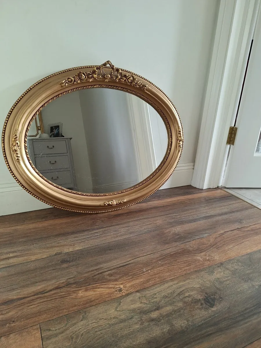 Antique gold oval mirror - Image 2