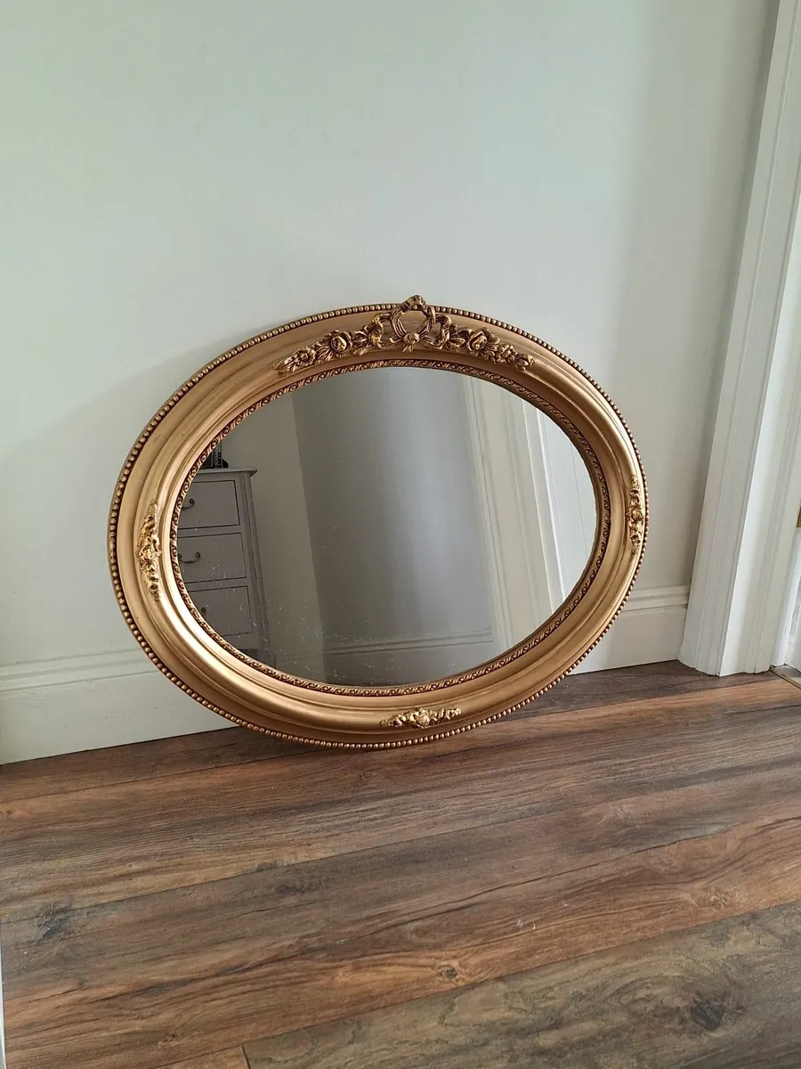 Antique gold oval mirror - Image 3
