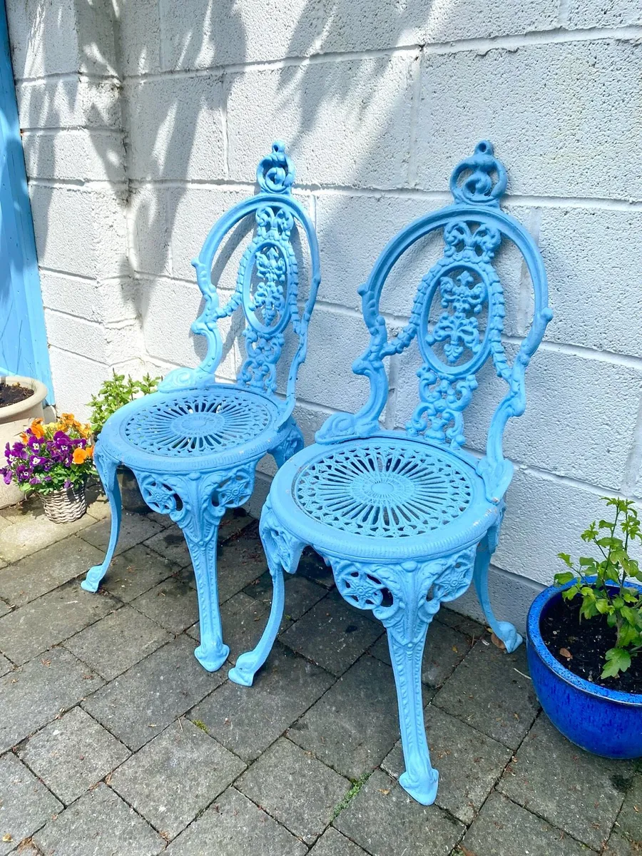 Whimsical Pair of Upcycled Vintage Garden Chairs - Image 1