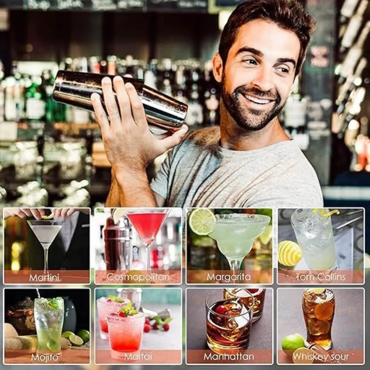 9-Piece Cocktail Shaker Kit with Stand - Image 2