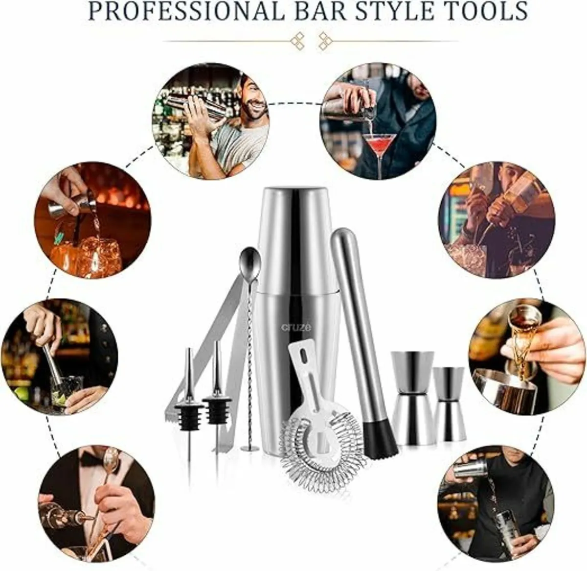9-Piece Cocktail Shaker Kit with Stand - Image 3