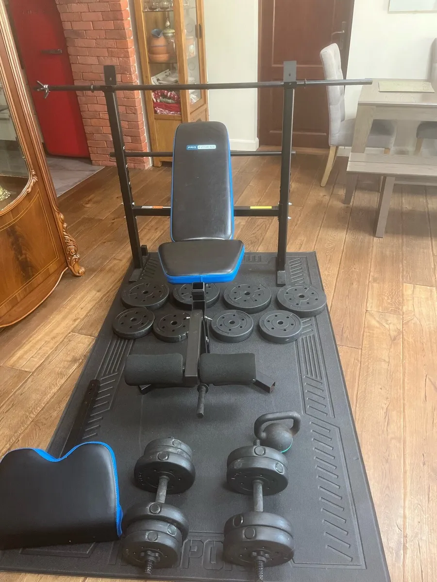 Bench barbell dumbbells and weights - Image 4