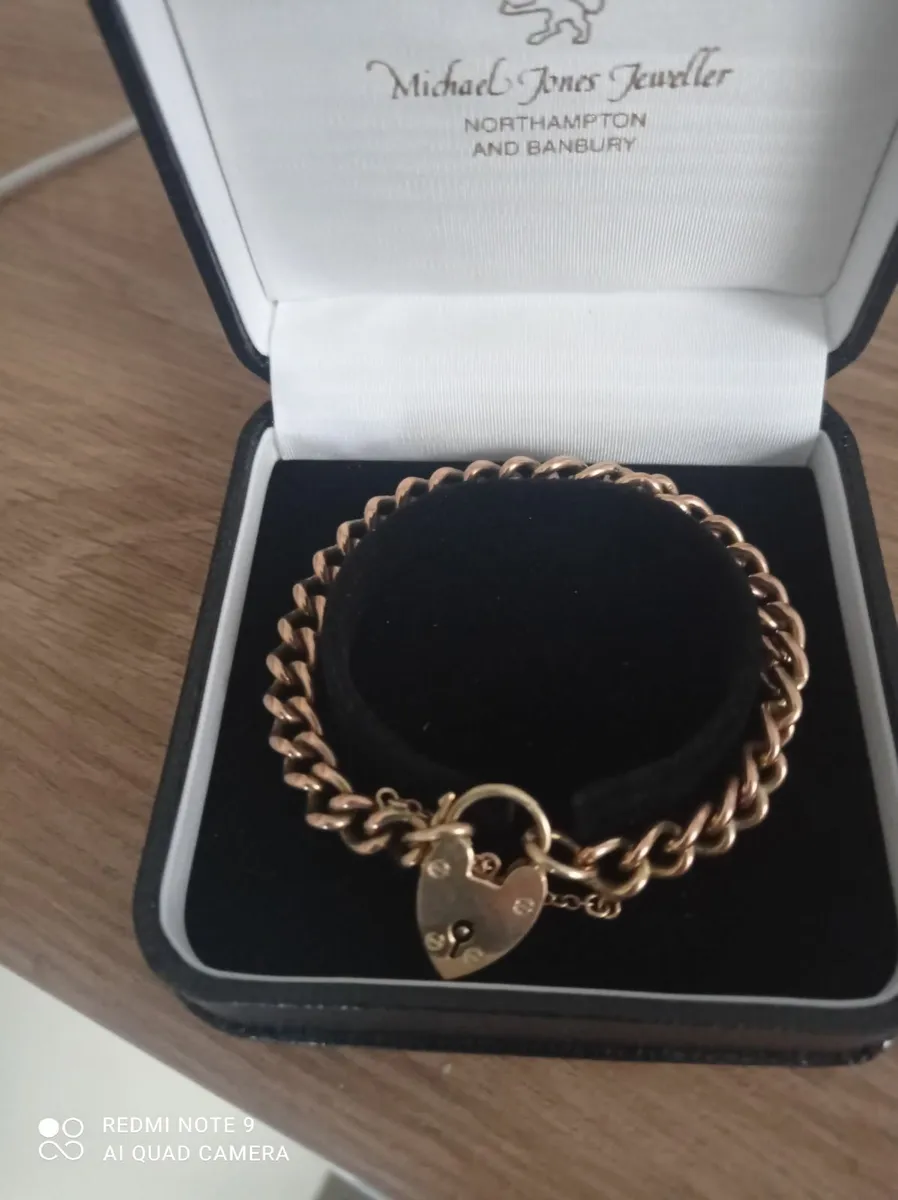 9ct gold antique curb braclet - Image 2