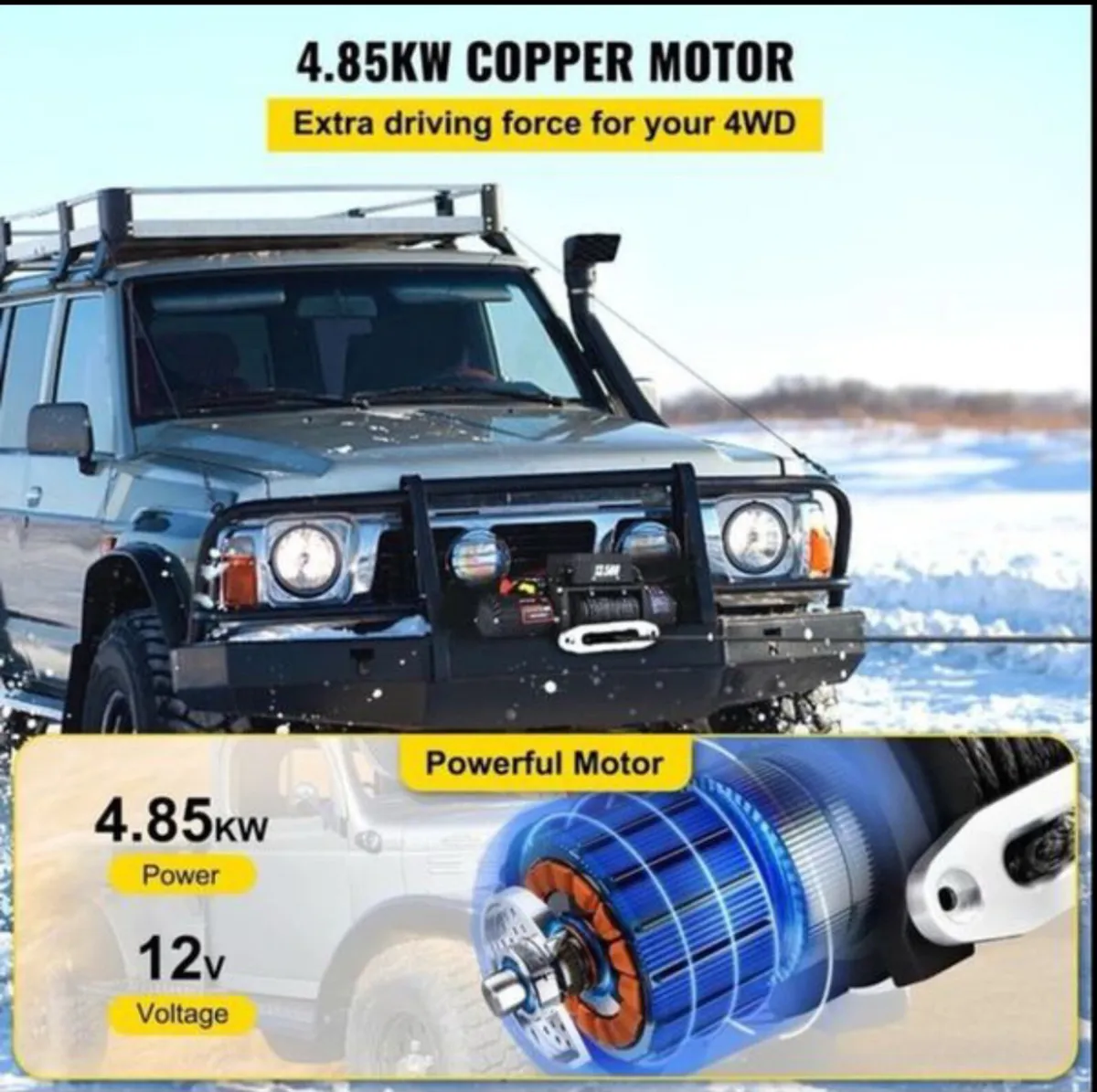 Electric Winch 13500 LBS/6123KG 12V synthetic rope - Image 3