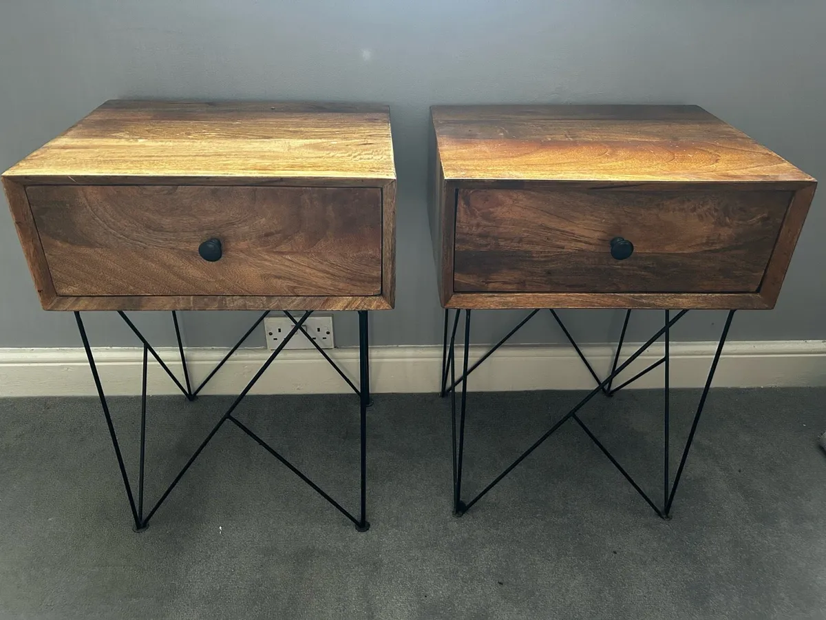 Walnut Bedside Locker x 2