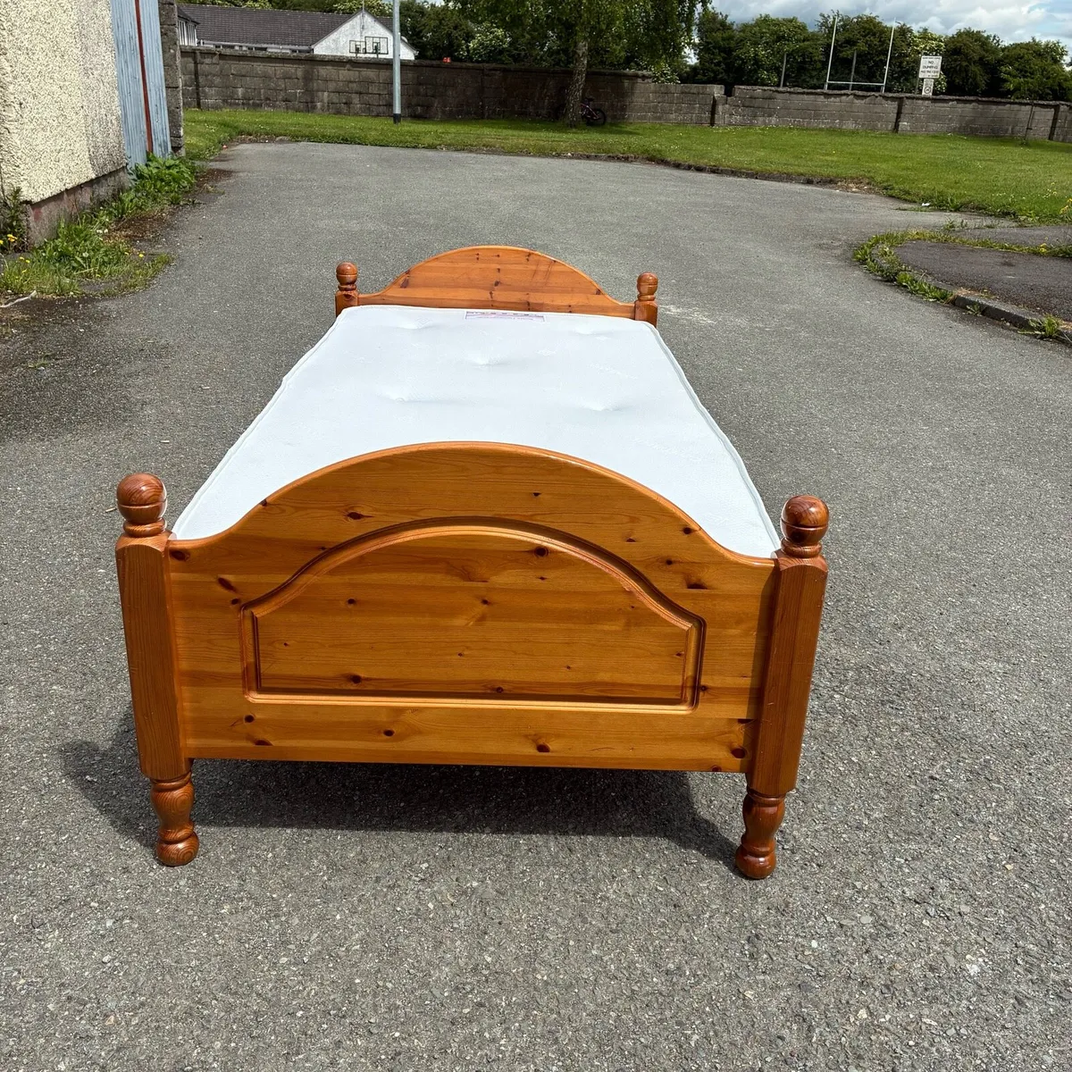 Solid Pine Single Bed Frame & Excellent Mattress - Image 1