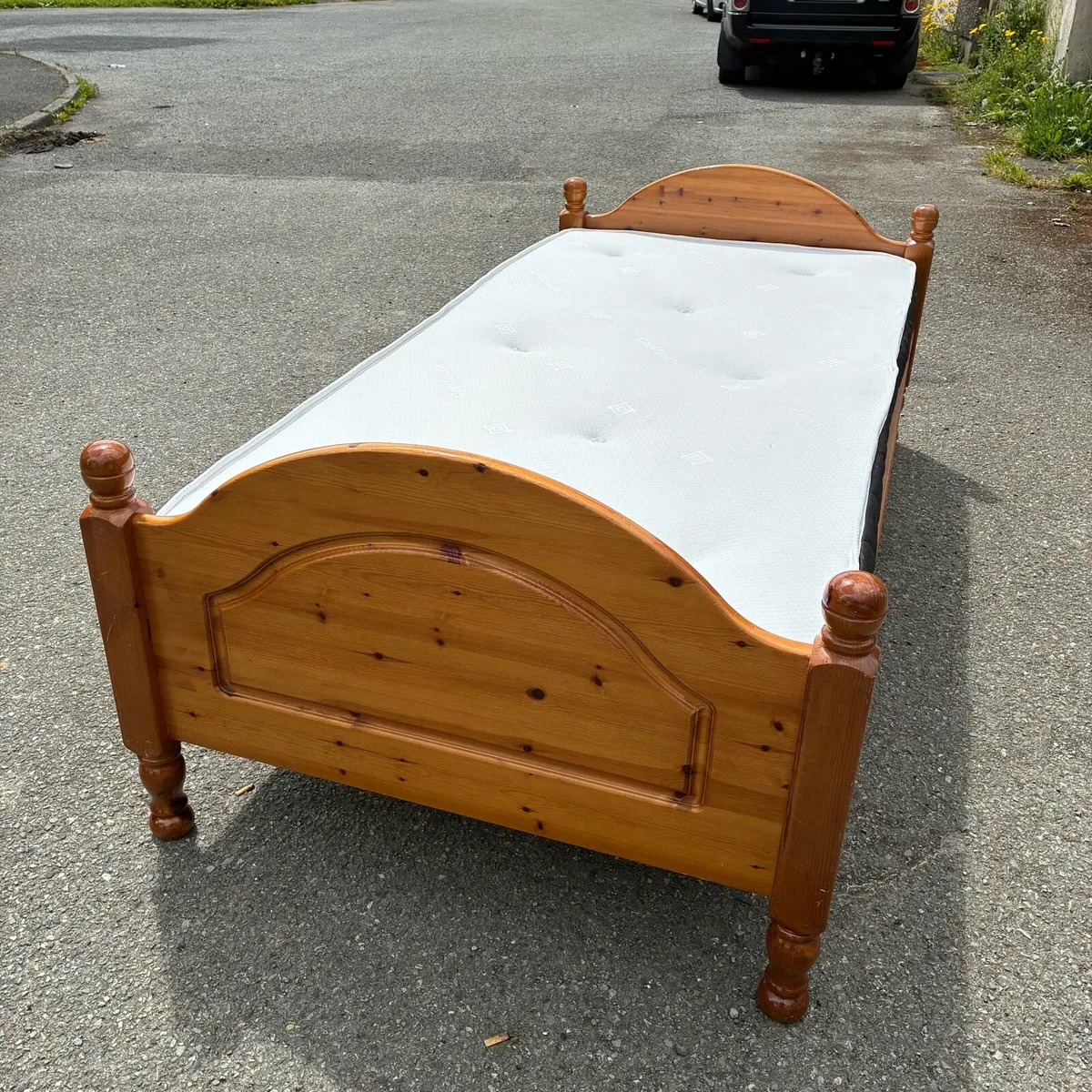 Solid Pine Single Bed Frame & Excellent Mattress - Image 3