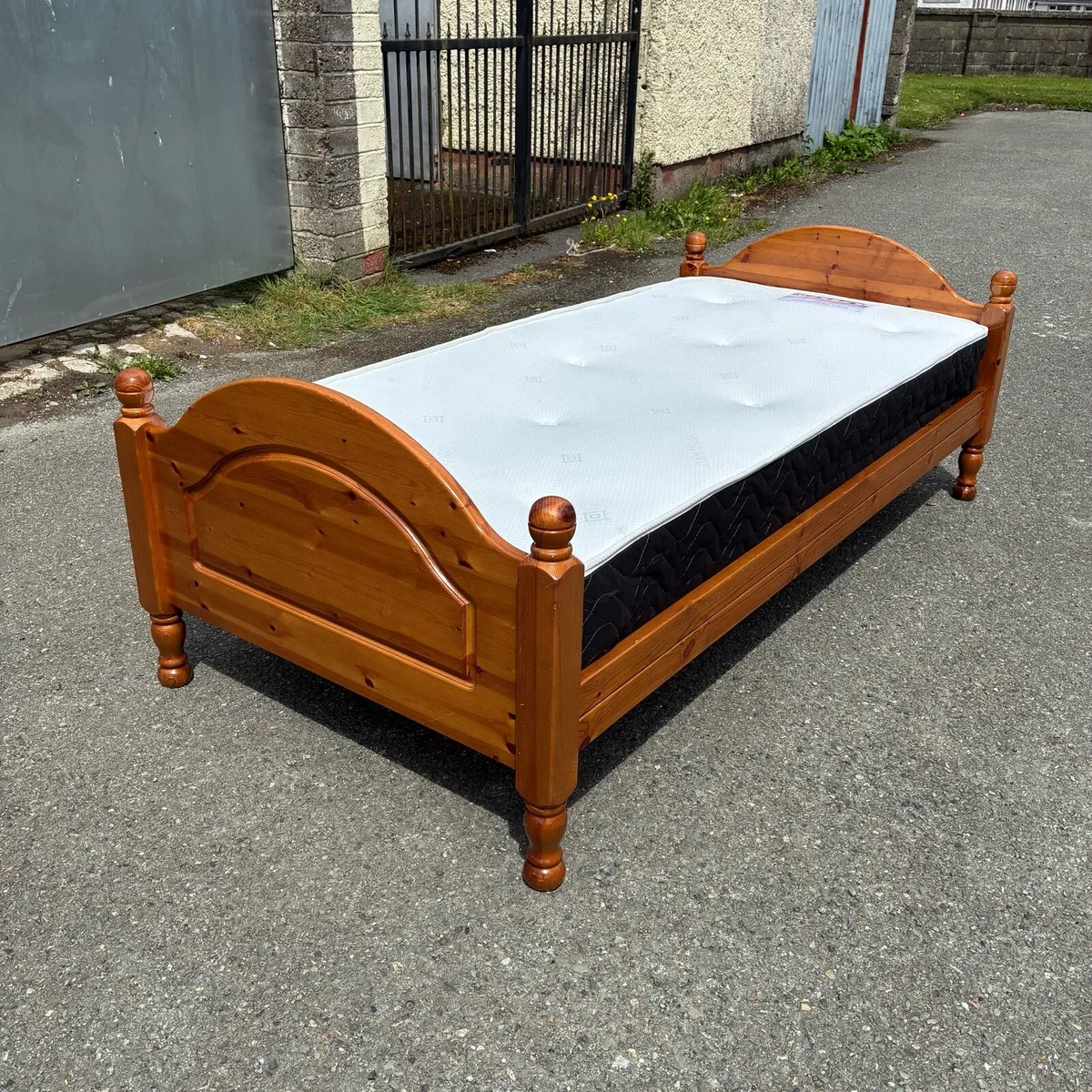 Solid Pine Single Bed Frame & Excellent Mattress - Image 4