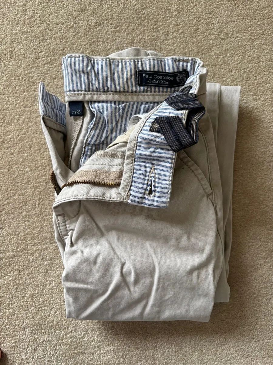 Paul Costelloe beige skinny chinos age 7-8 - Image 2