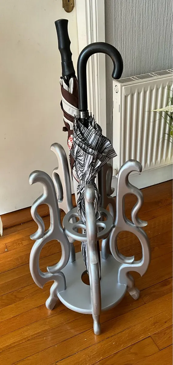 Small Ornate Wooden Plant Table/Umbrella Stand - Image 4