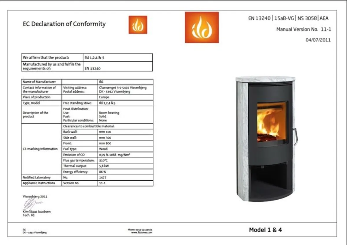 Wood Burning Stove ILD1 Used - Image 2