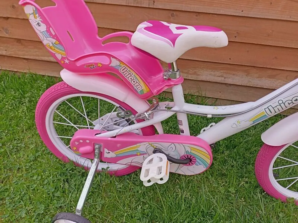 kids unicorn bike size 16 inch wheels - Image 3
