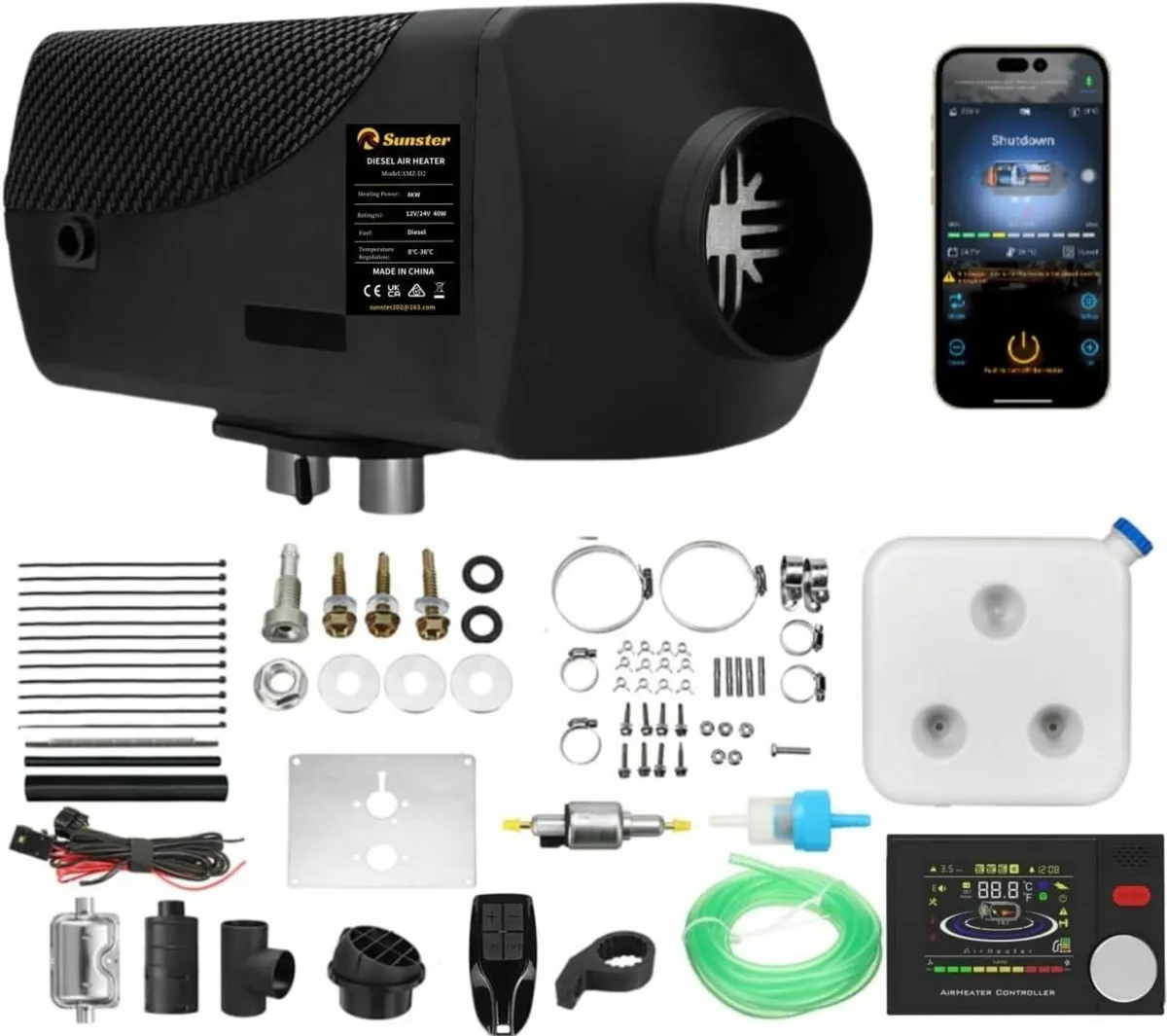 12V 8KW Diesel Heater,LCD,Remote,Bluetooth - Image 1