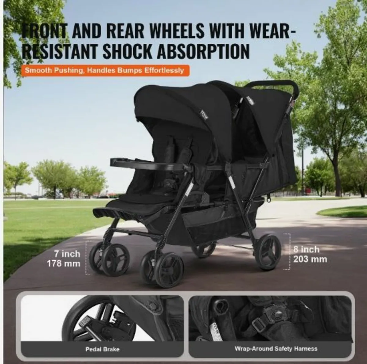 Double Stroller Foldable Lightweight - Image 3