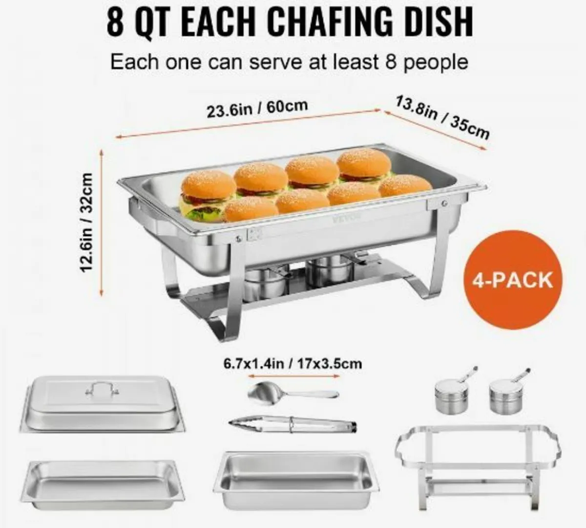 4-Pack Rectangle Chafing Dish Set - Image 2