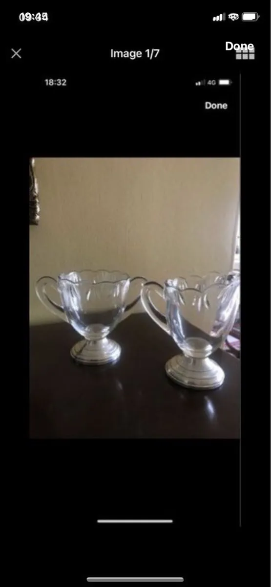 Antique Silver Footed Milk & Sugar Bowls - Image 1