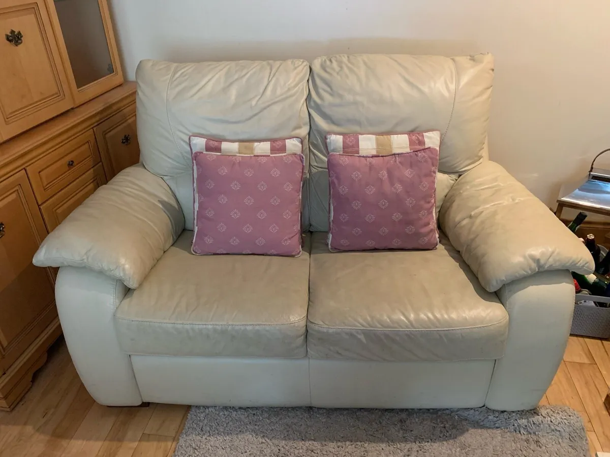 Two seater & three seater leather couches - Image 1