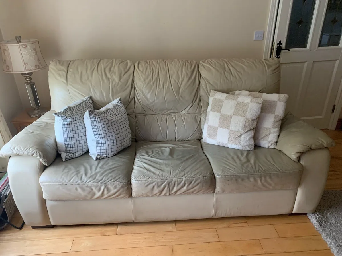 Two seater & three seater leather couches - Image 2