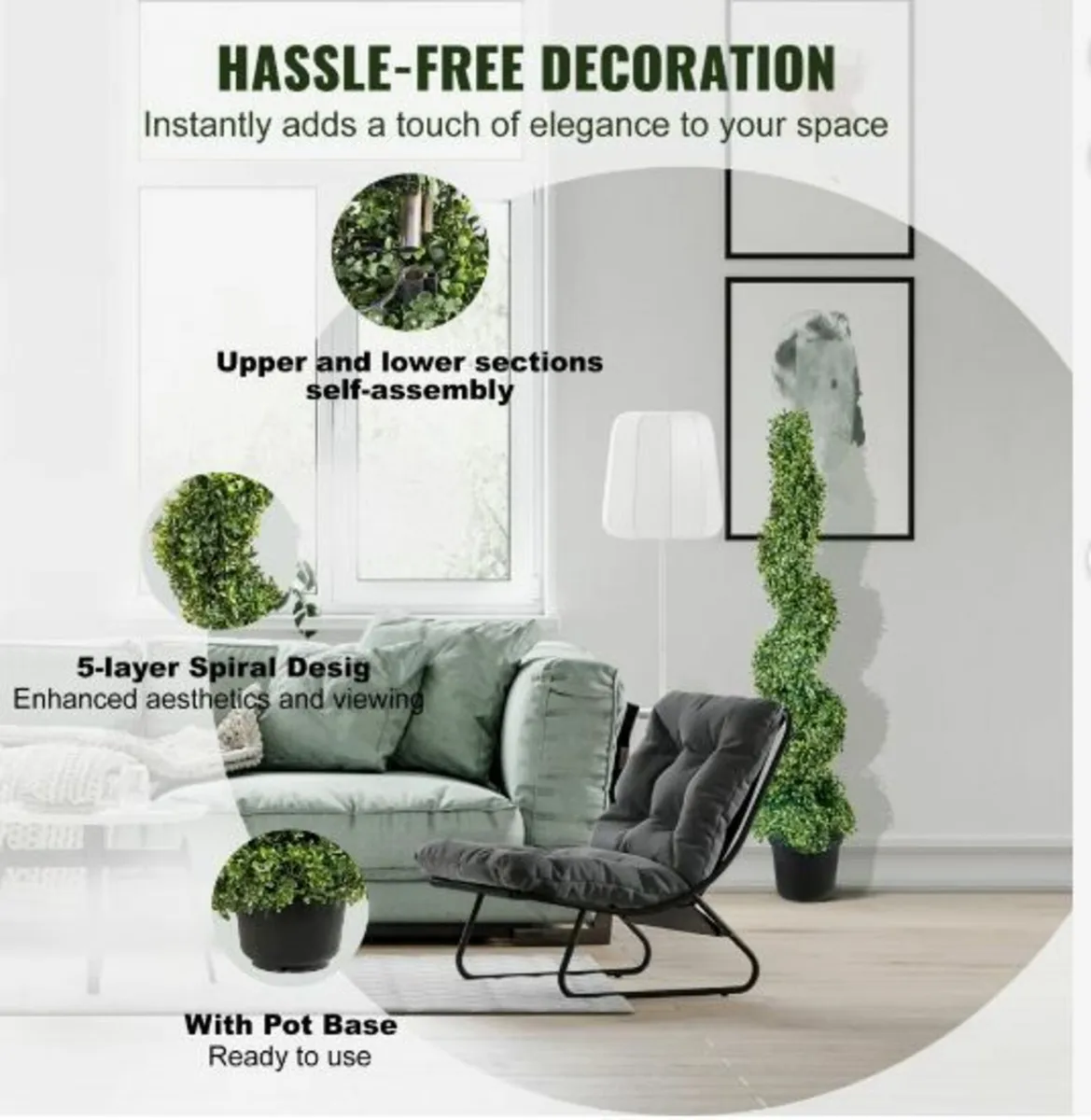 Artificial Topiaries Boxwood Trees, 4ft - Image 4
